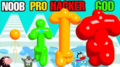 NOOB vs PRO vs HACKER vs GOD in Tall Man Run game With Oggy And Jack ! Funny Oggy Game