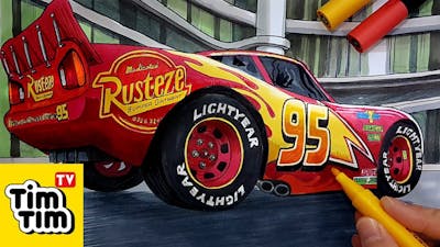 How to draw CARS 3 Lightning McQueen at Rust-eze Racing Center | Detailed Drawing For Kids