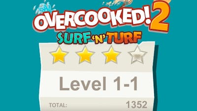 Overcooked 2. Surf &#39;n&#39; Turf DLC. Level 1-1. 4 Stars. 2 Player Co-op