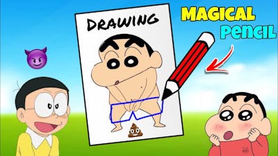 Shinchan And Nobita Use Magical Pencil - Shinchan And Nobita Game | Funny Game |