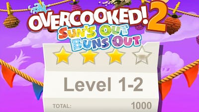 Overcooked 2 Suns Out Buns Out Level 1-2 4 Stars 2 Player Co-op Walkthrough