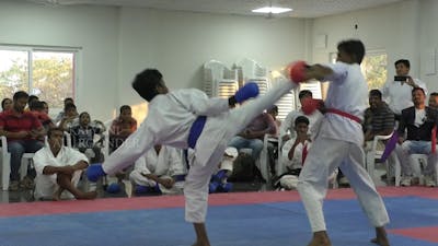 black belt boys kumite event in karate competitions