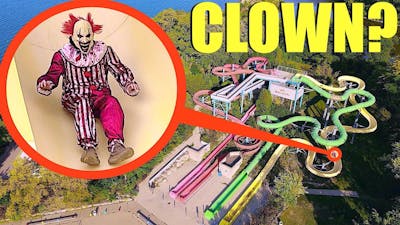 drone catches crazy clown at abandoned water park (it was going down the slides)
