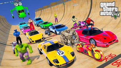 GTA V Amazing Big Super Cars Transformed into Small RC Cars Crazy Race With Spiderman, Hulk &amp; Batman
