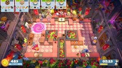 Overcooked! All You Can Eat - Birthday Party - Level 1-5 - 4 Stars - 2 Player co-op