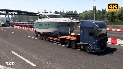[ETS2] High Power Cargo Pack Yacht - Queen V39 transport with DAF XF105 Super Space