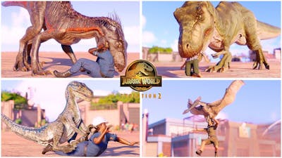 Human Hunting Animations of All Land and Air Carnivore Dinosaurs 🦖 Jurassic World Evolution 2