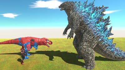 Team Spider-man and Spiderman T-rex Death Run vs Godzilla - Animal Revolt Battle Simulator