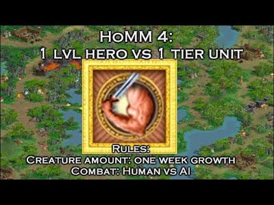 Barbarian 1 lvl vs monsters 1 lvl 1 week amount/ Heroes of Might and Magic 4 hero test