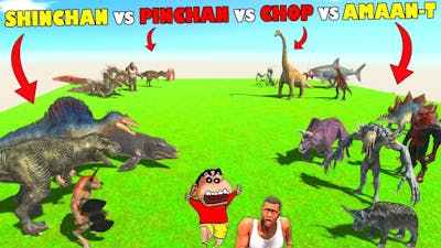 SHINCHAN vs PINCHAN vs CHOP vs AMAAN-T in ANIMAL REVOLT BATTLE SIMULATOR Dinosaur Game | AMAN-YT