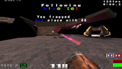 Quake 3 Arena Instagib mode gameplay , just rail one shot !!