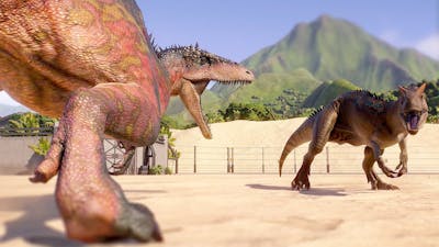 2x CARCHARODONTOSAURUS vs 2x ALLOSAURUS DINOSAURS BATTLE - Jurassic World Evolution 2