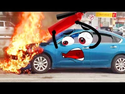 Doodle Car Catches Fire   The Car Is on Fire!   Woa Doodles ; MY CAR catches FIRE in illegal race