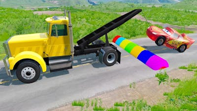 Cars vs Portal Trap with Deep Water at Slide Color - Car vs Rails and Train - BeamNG.Drive