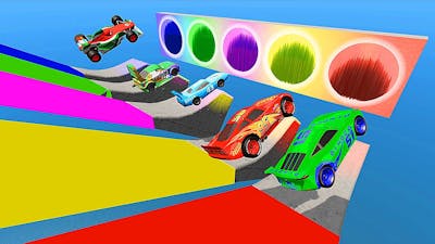 Pixar Cars Jump Portal Trap With Slide Color McQueen The King Cruz Ramirez and Friends - BeamNG Zone
