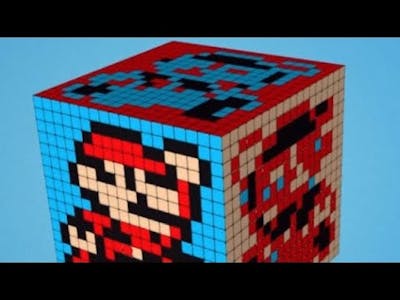 Mario pixel art on huge Rubik’s cube!!