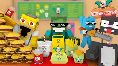 Monster School: WORK AT THE KRUSTY BURGERS PLACE! 🍔 - Minecraft Animation