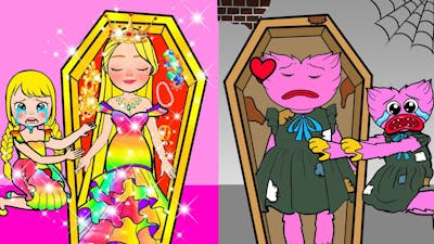 Good Mother and Adopted Kissy - Rich Rapunzel VS Poor Huggy Wuggy | Paper Dolls Story Animation
