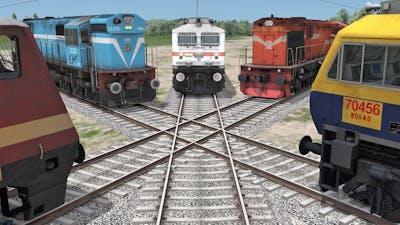 Five Trains Crossing Each other at Diamond Crossing in Train Simulator 2022