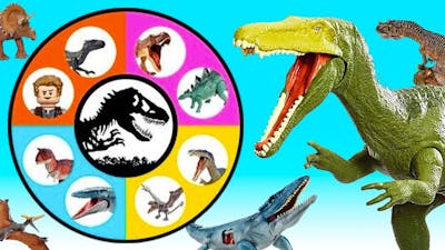 Jurassic World SPIN WHEEL GAME Lots of Dinosaurs! Spinosaurus, Ceratosaurus