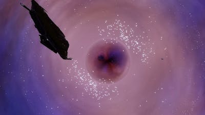 Black hole lensing effects are insane.  (Elite Dangerous Odyssey.)