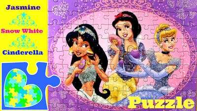 DISNEY&#39;S Princesses Jasmine, Snow White, and Cinderella Jigsaw Puzzle with the Glitter Effect!