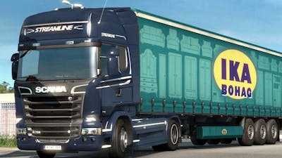 Euro Truck Simulator 2 Scandinavia DLC - Scania Streamline Taking a Trailer from København