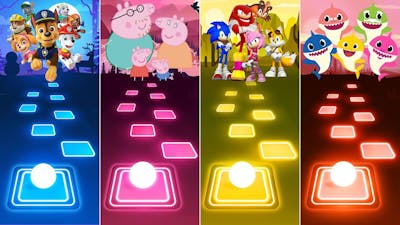 Peppa Pig Team - Sonic Team - Paw Patrol Team - Baby Shark Team | Tiles Hop EDM Rush!