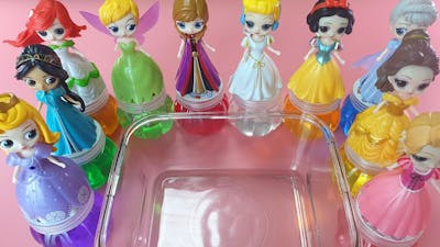 Satisfying ASMR | Mixing Disney Princess Colorful Slime | Sofia, Ariel, Cinderella, Elsa, Rapunzel