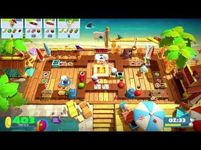 Overcooked 2 Surf  Turf Level 3-2 4 Stars 4 Player Co-op