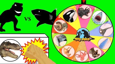 DINOSAURS vs SHARKS GAME | Surprise Dinosaur + Shark Toys | Slime Wheel Games for Kids