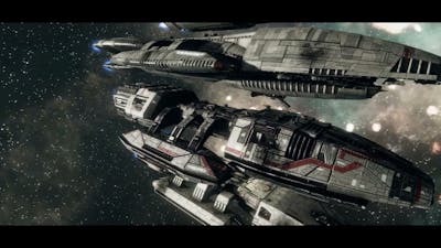 Battlestar Galactica Deadlock Resurrection  A battlestar group escorts stray Artemis to safety.