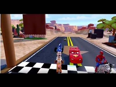 Disney Classic Spiderman playing with Mickey Mouse  and Disney Pixar Cars Lightning McQueen!