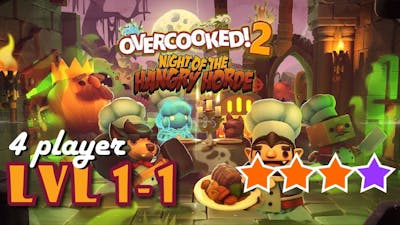 Overcooked 2 Night of the Hangry Horde Level 1-1 4 Player (Score: 1517)