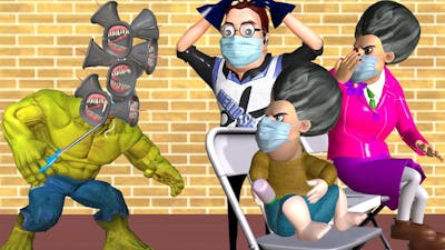 Scary Teacher 3D Siren Head Mods Hulk Troll Miss T and Child in Hair Salon of Hello Neighbor Funny