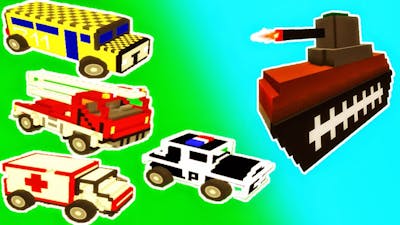 Emergency Vehicles, a School Bus &amp; a Tank in Demolition Derby for Kids