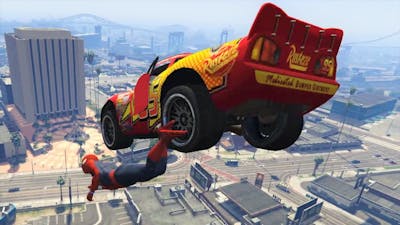 Lightning McQueen Mega Ramp Jumps &amp; Stunts With Spiderman! Disney Pixar Cars