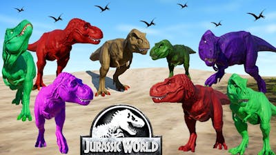 Jurassic World Evolution - T-Rex Color Pack vs Ultimasaurus vs Spinosaurus Dinosaurs Fighting