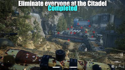 Eliminate everyone at the citadel entrance from 200m away - Mount Kuamar Challenge