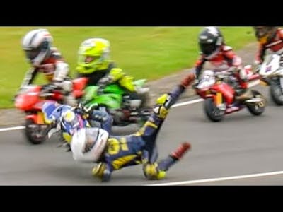 Over 30m views of Amazing crash Compilation: Kids on minibikes and karts in British Championships!